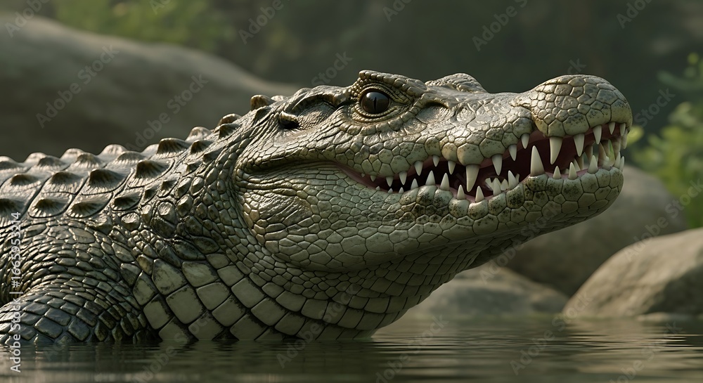 Fototapeta premium Young Crocodile Close Up.