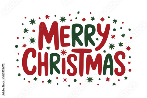 Festive merry christmas text with stars decorations for holiday season greetings