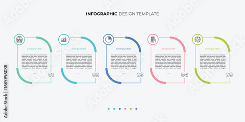 Modern Timeline Creator infographic template. 5 options timeline journey, calendar Flat simple infographics design template