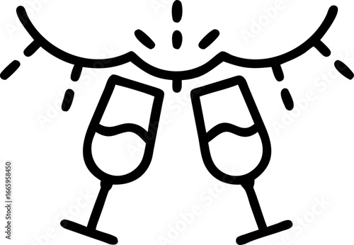 Happy friends celebrating with champagne at christmas isolated on white background isolated on transparent background