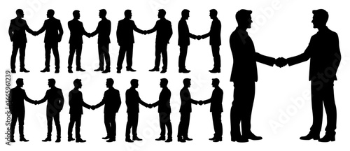 Handshake Agreement Silhouette Set Two Men Business Deal Partnership Trust Symbol, Transparent  Background 