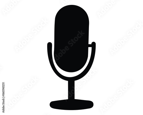 Classic black microphone icon on a white background for audio recording