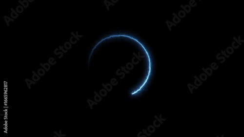 Wallpaper Mural Abstract electric circle neon line royal blue color animation. Black background 4k video.	 Torontodigital.ca