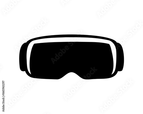 Stylized Black and White Vector Graphic of a Virtual Reality Headset Device