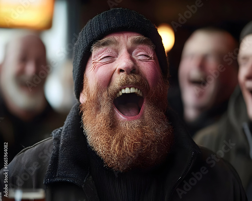 Joyful Man Photo: Red Beard, Open Mouth Laugh