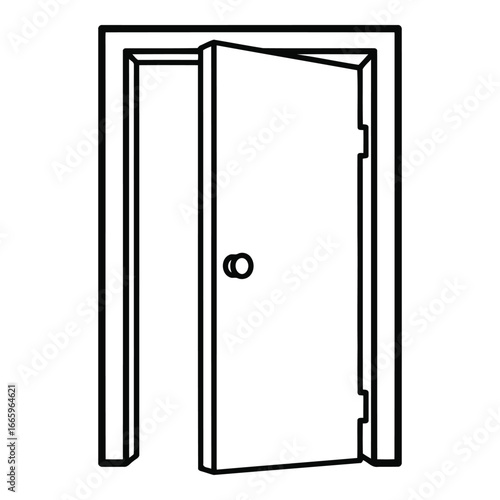 Open Door Outline Illustration Leading to Opportunity Conceptual Design and Architectural Element for Home Decor Ideas