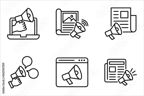 Advertising icon set. Digital Marketing icon for templates, web design and infographics vector illustration on white background