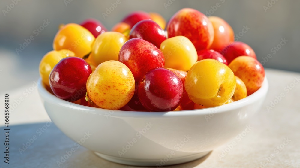 Colorful Cherries in a Bowl Colorful Cherries in a Bowl