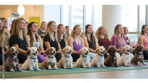 Adorable Puppies in Yoga Class Photo