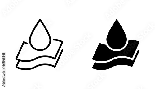 Waterproof icon set. Water resistant symbol. Water protection, vector illustration on white background