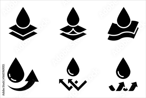 Waterproof icon set. Water resistant symbol. Water protection, vector illustration on white background