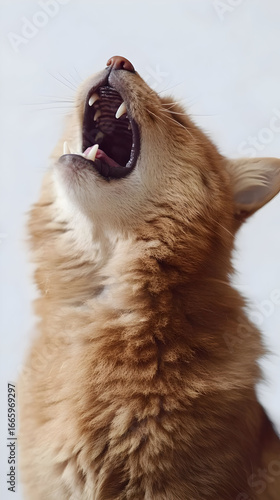 Ginger Cat Yawning Photo