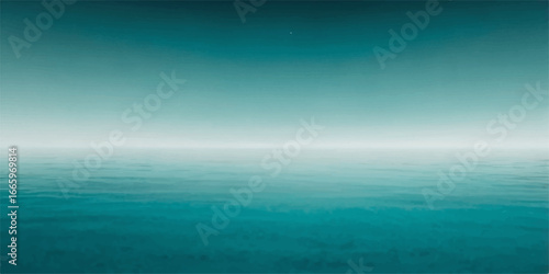 Abstract light blue sky with clouds and a tranquil sea horizon in a summer landscape