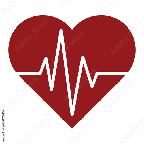 Heartbeat Pulse, A Vector Icon Representing Health and Life, red heart with heartbeat