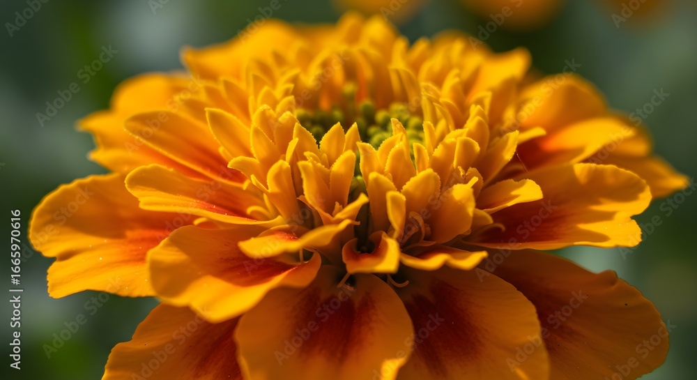 Fototapeta premium Closeup of bright orange and yellow marigold flower