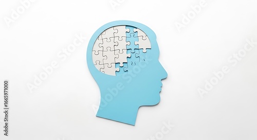Wallpaper Mural Profile of a Head with a Fractured Puzzle Inside. Torontodigital.ca