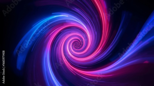 abstract cosmic background with galaxy and stars. Round vortex. Pink blue neon lines spinning around the black hole. glowing abstract spiral of light trails with a vortex effect in vibrant colors.