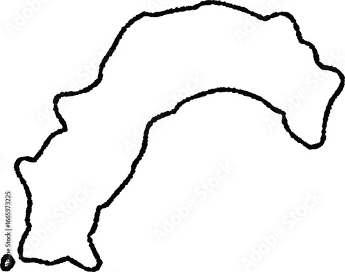 手描きのゆるい高知県の地図イラスト