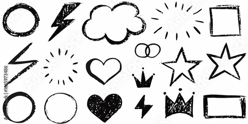 Hand drawn vector doodle elements set black and white illustration