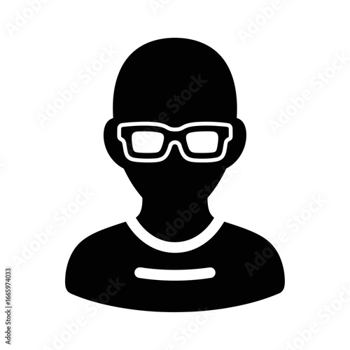 Vector art of silhouette of a person wearing glasses