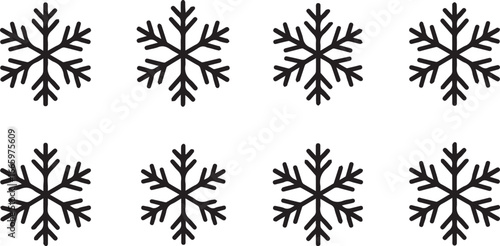Black snowflakes on white background winter cold