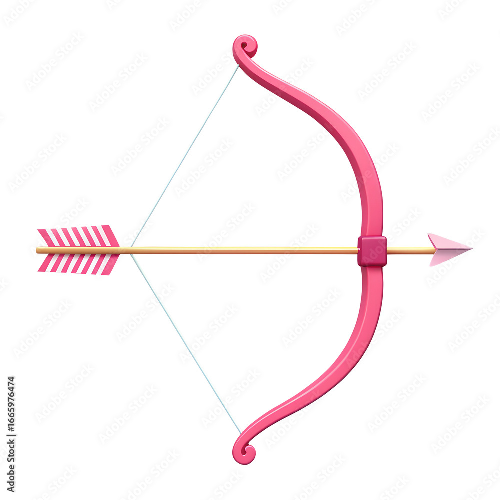 Fototapeta premium Pink cupid s bow and arrow isolated on transparent background