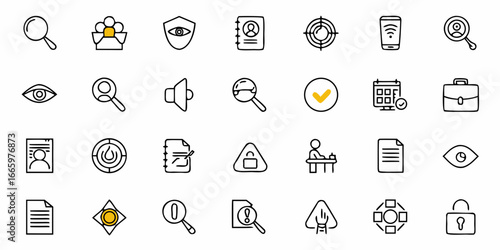 Hand drawn business and finance icons for web design and marketing materials, clear and modern style