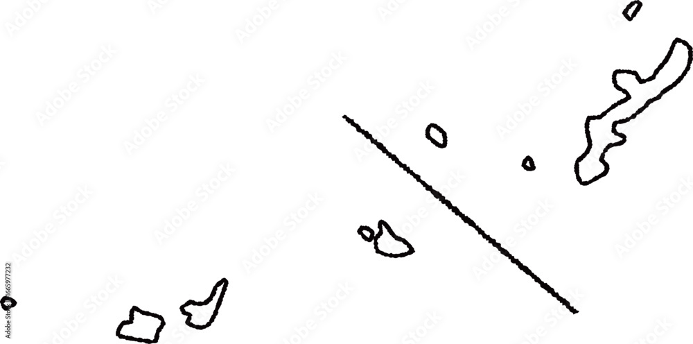 Obraz premium 手描きのゆるい沖縄県の地図イラスト