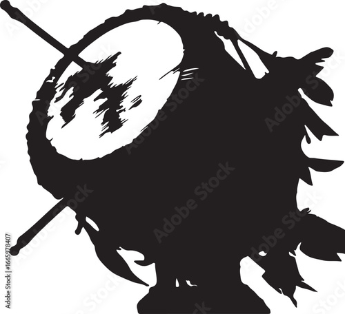 Hedgehog with apple and umbrella with old witch vector illustration