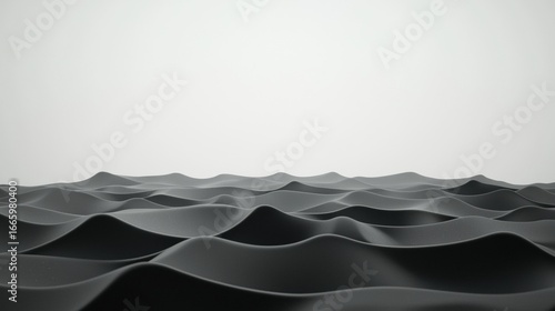 A digital rendering of a wave-like surface with a gradient background.