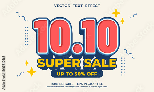 10.10 Text effect design for shopping day sale festival banner