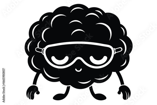 Cartoonish Brain Character with Sleep Mask Icon in on White Background