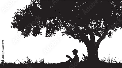 Mother and children enjoying time on a meadow with trees and flowers in a sunny park setting