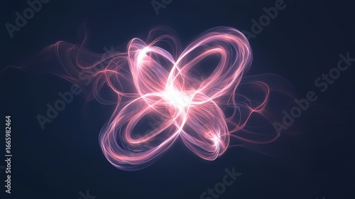 A digital illustration of a four-petal flower with a pink and purple glow.