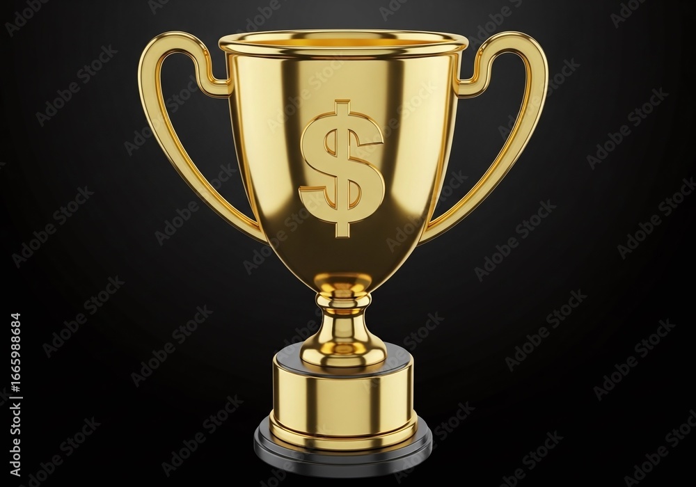 Fototapeta premium Golden trophy with dollar sign