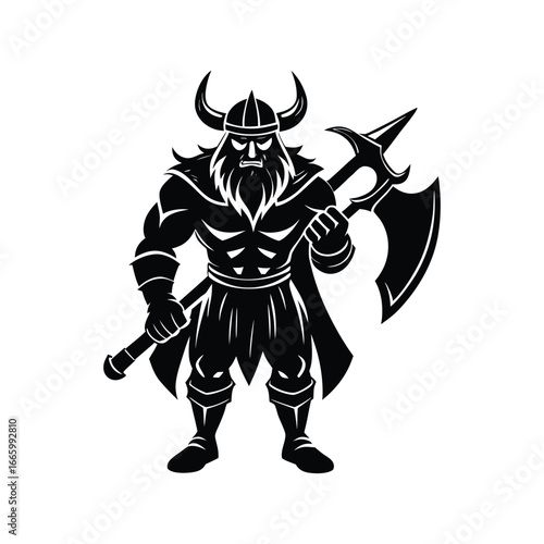 Wallpaper Mural Fierce viking warrior with axe ready for battle illustration Torontodigital.ca