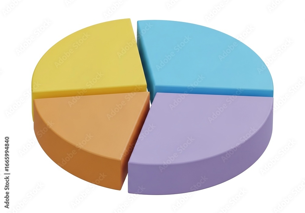 Fototapeta premium Colorful pie chart isolated on white background
