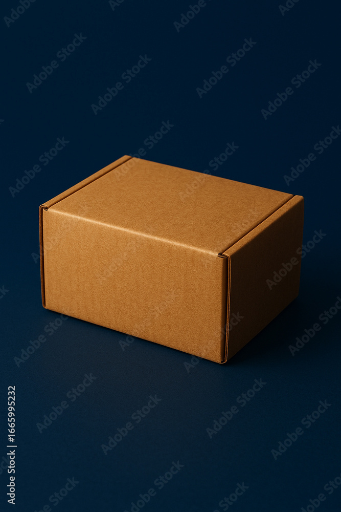 Fototapeta premium Brown Cardboard Box Isolated on Neutral Background – Packaging Mockup