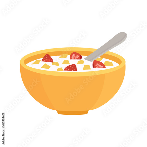Strawberry cornflakes. Oatmeal with milk.