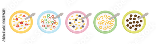 Set of baby porridge. Collection of baby food. Children food. Cereal breakfast. 