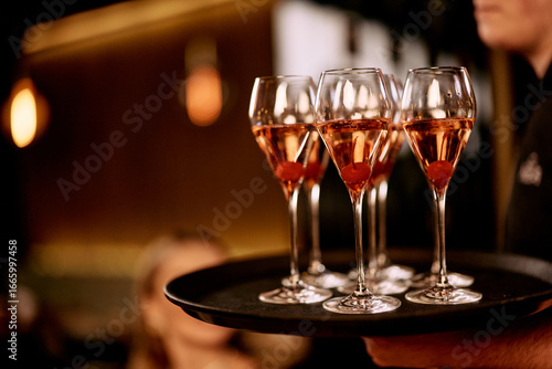 Wallpaper Mural Elegant Tray of Sparkling Cocktails Served at a Sophisticated Gathering Torontodigital.ca