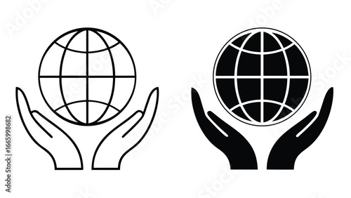 Vector illustration of hands holding globe symbolizing world protection, unity and environmental care
