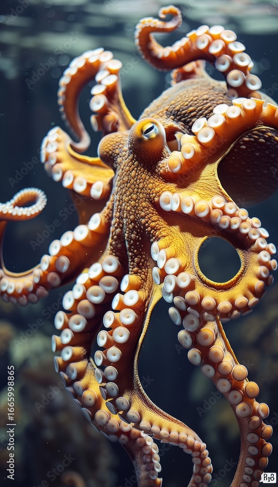 Obraz premium Octopus camouflage a visual display of color change underwater in its natural habitat