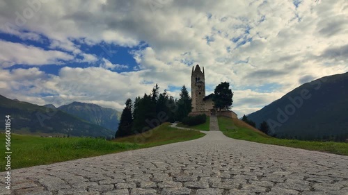 Ancient church of San Gian in the Engadine valley