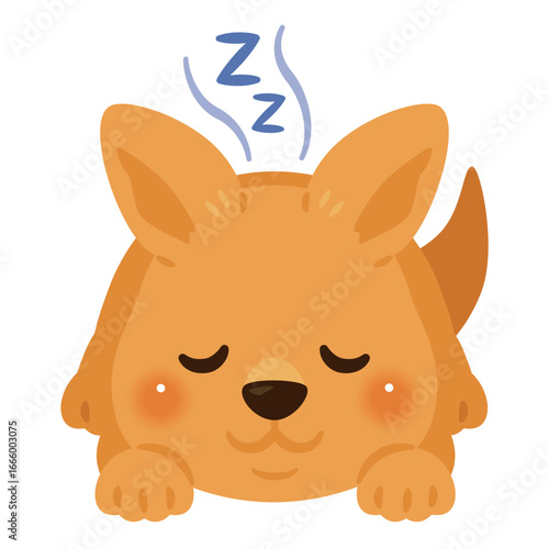 うつ伏せで眠るカンガルーのイラスト