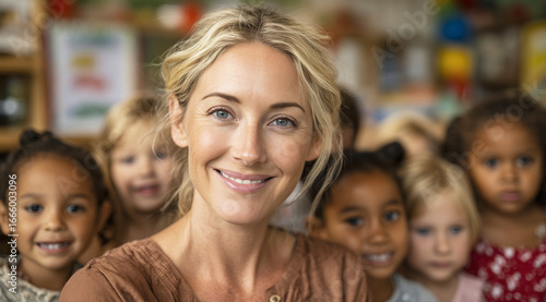Fehlende Lehrer an Schulen in Deutschland - Lehrerin mit Kindern