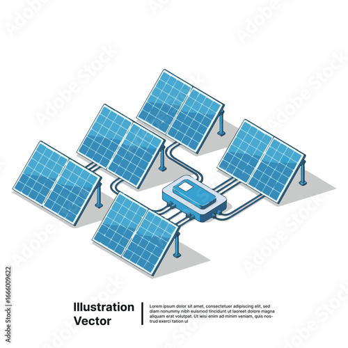 Solar panels illustration on white background renewable energy eco friendly concept