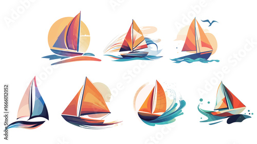 Stylized Vector Art of a Geometric Sail Catching Wind – Abstract Nautical Illustration