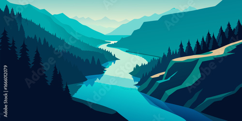 Aerial view of a vibrant turquoise river winding through a landscape