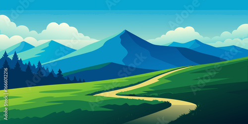 Lush green rolling hills stretching towards a distant horizon under a clear sky